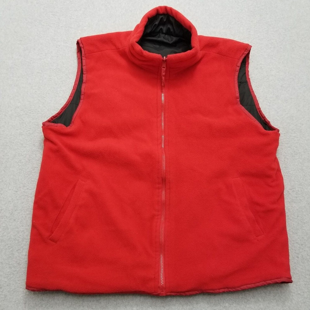 Johnny Sports Fleece Jacket‎ Men 3XL Red Vest Zip Pockets